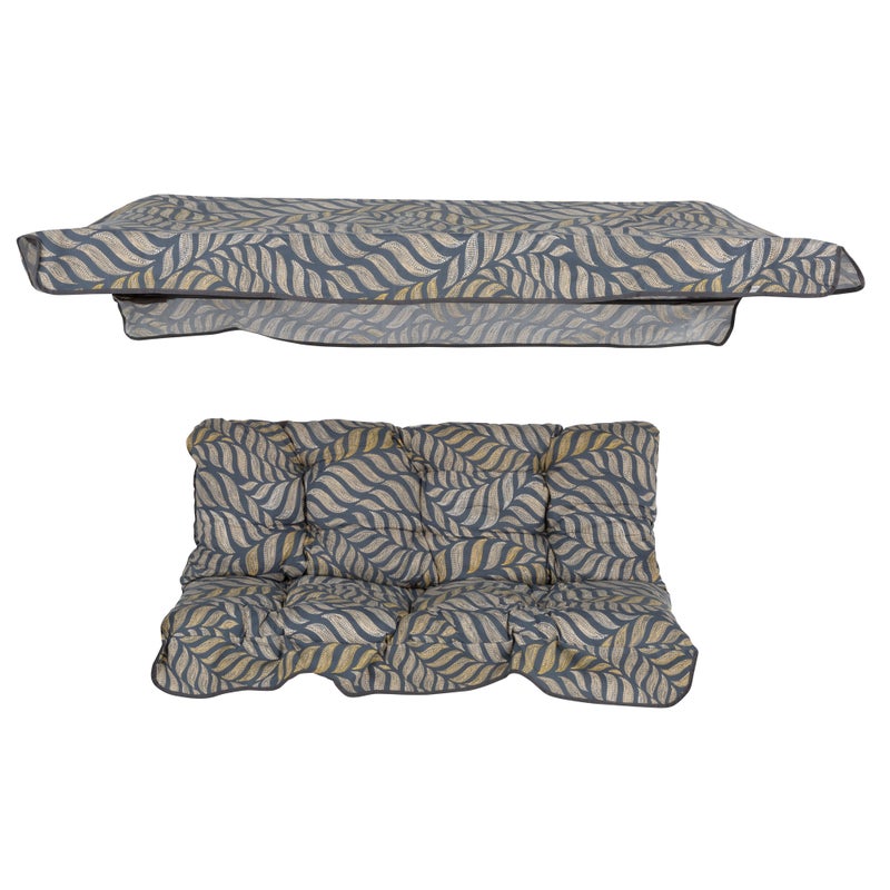Poduszki na huśtawkę 130 cm z daszkiem Luna / Kate szaro-żółte Patio