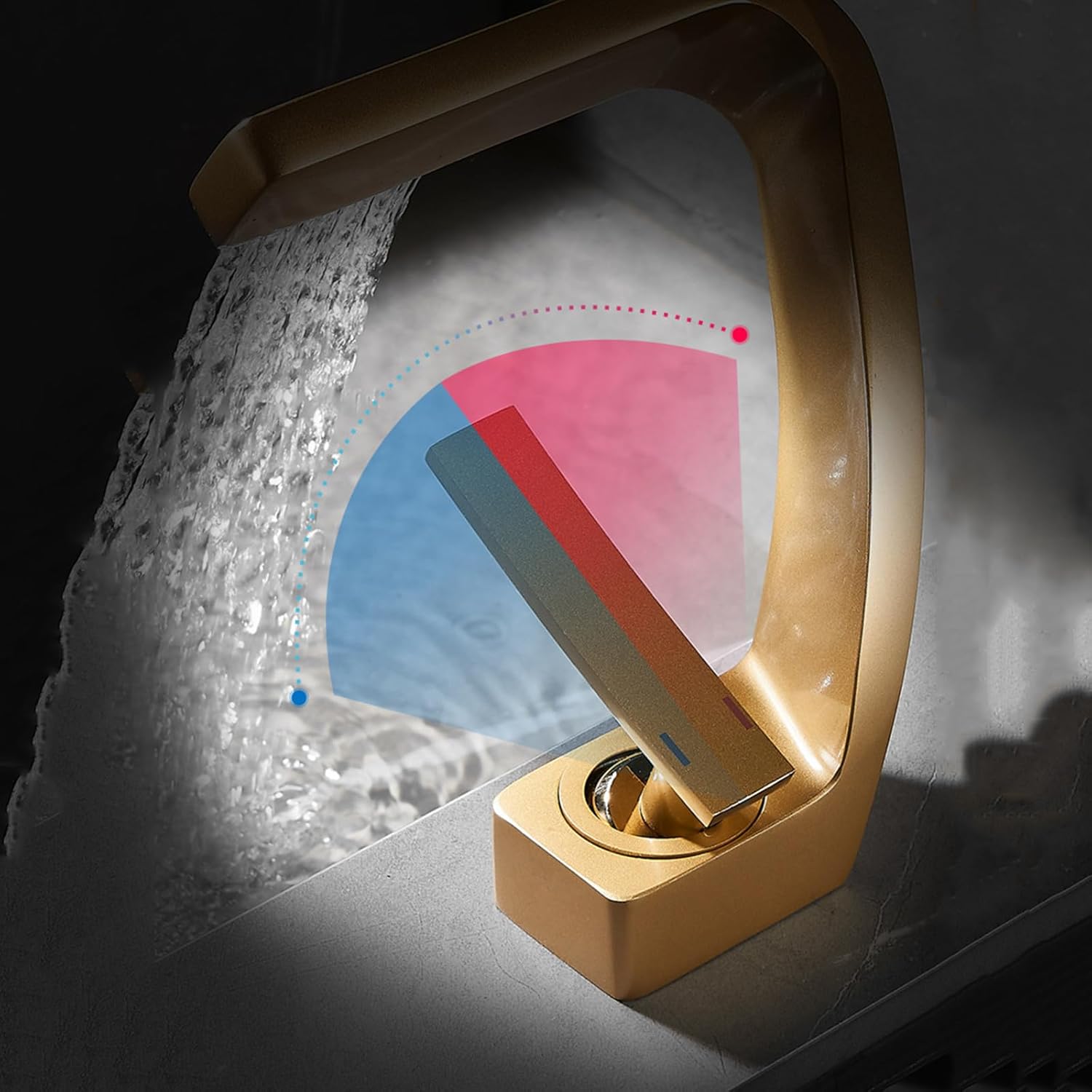 Robinets de lavabo robinets Cascade monotrou pour lavabo de Salle de Bain G1/2 robinets d'évier à Levier Unique pour Salle de Bain - 4