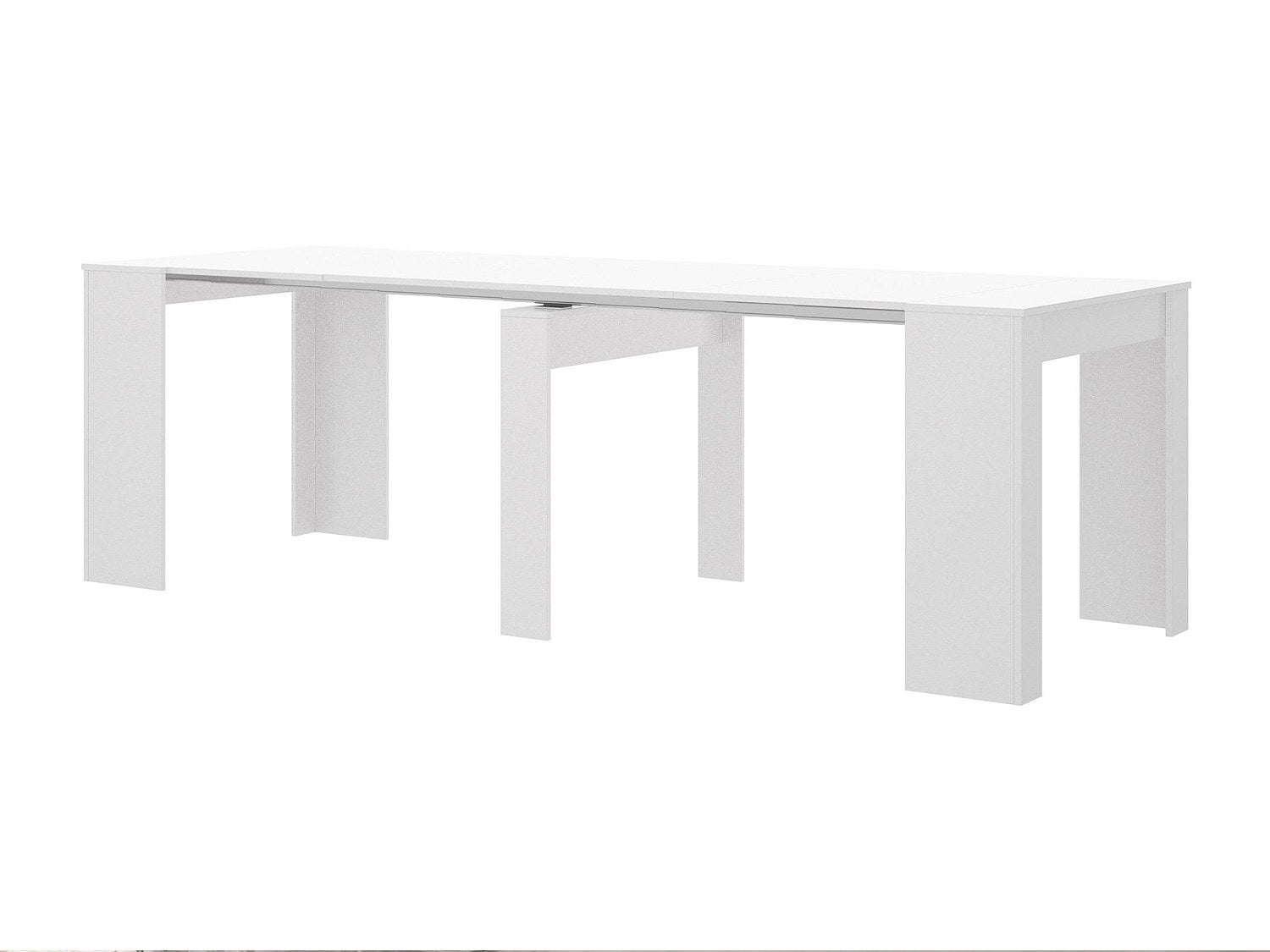 Console extensible en table 4-10 personnes - Decor blanc - L 239 x P 90 x H 77 cm - KIONA - 5