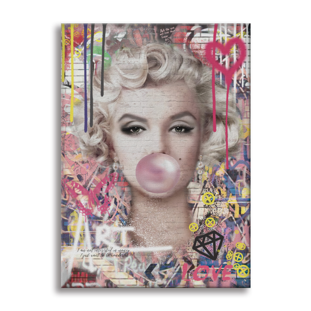 Marilyn graffiti - cuadro lienzo contemporáneo en bastidor de madera de 70x100 cm
