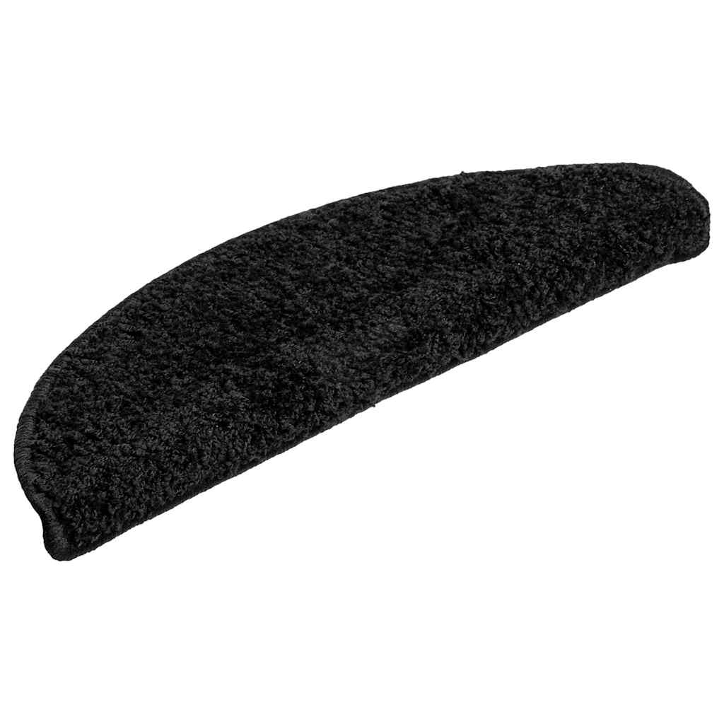 vidaXL Tapis d'escalier 20 pièces 56 x 17 x 3 cm Noir Demi-rond - 2