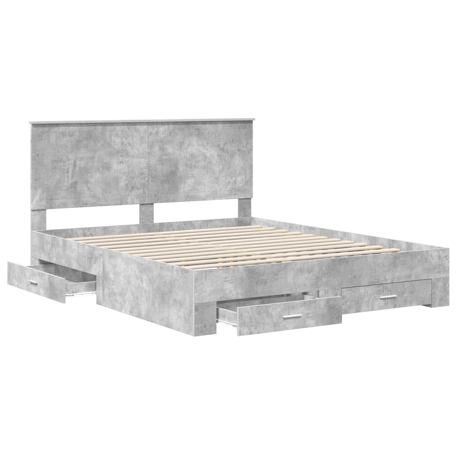 Cadre de lit gris béton 160 x 200 cm panneau de bois - 5