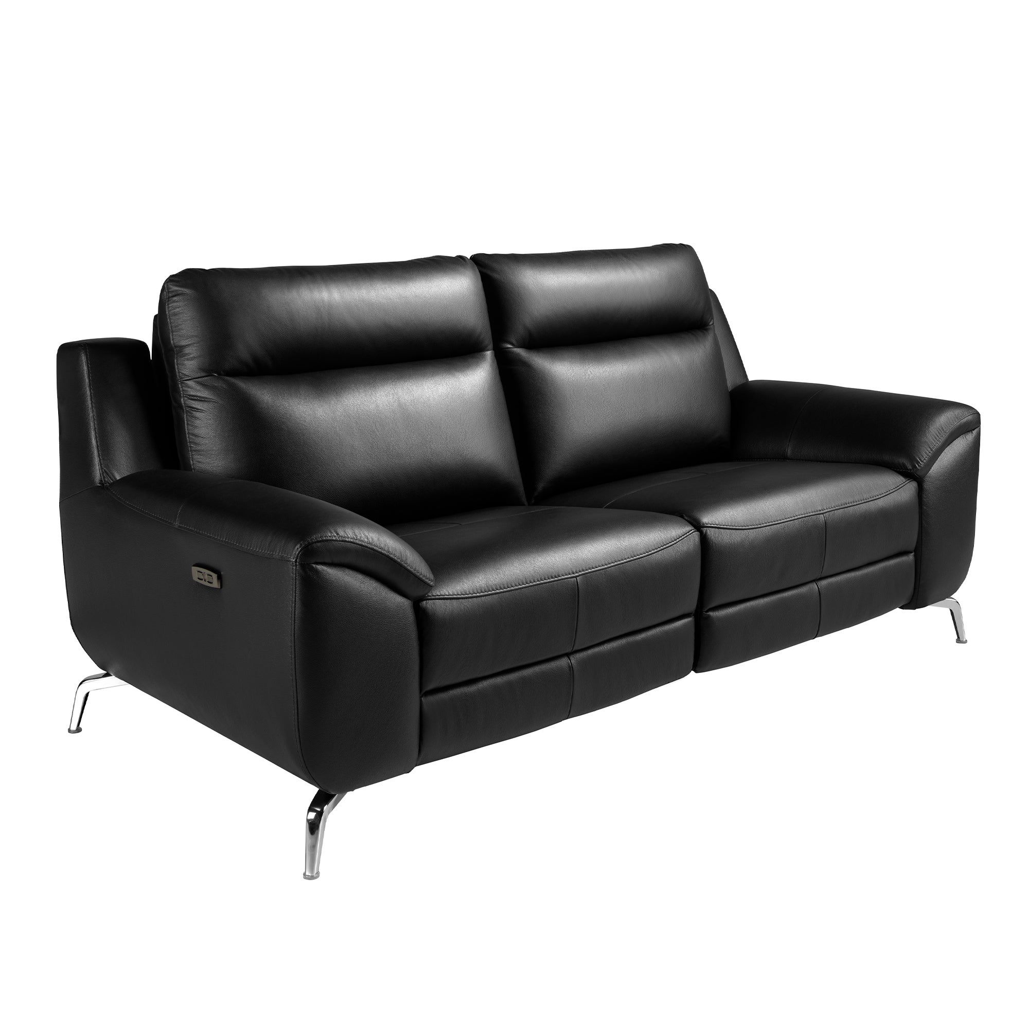 2-osobowa sofa relaksacyjna z czarnej skóry 192 x 93 x 92 cm