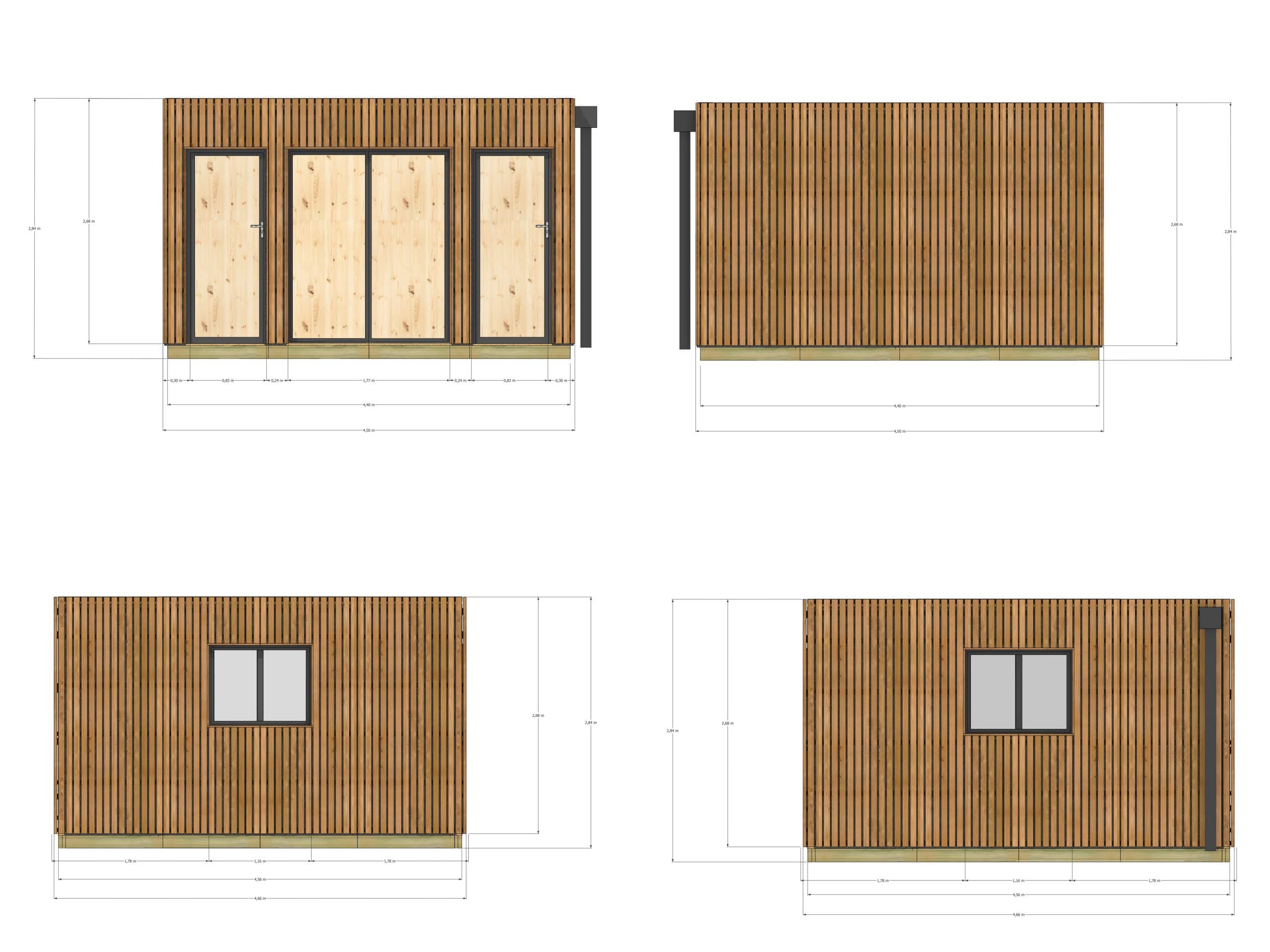 Studio jardin location saisonnière en bois 4,4 x 4,6 x 2,7 m avec plancher isolé / menuiseries alu k-line - 4