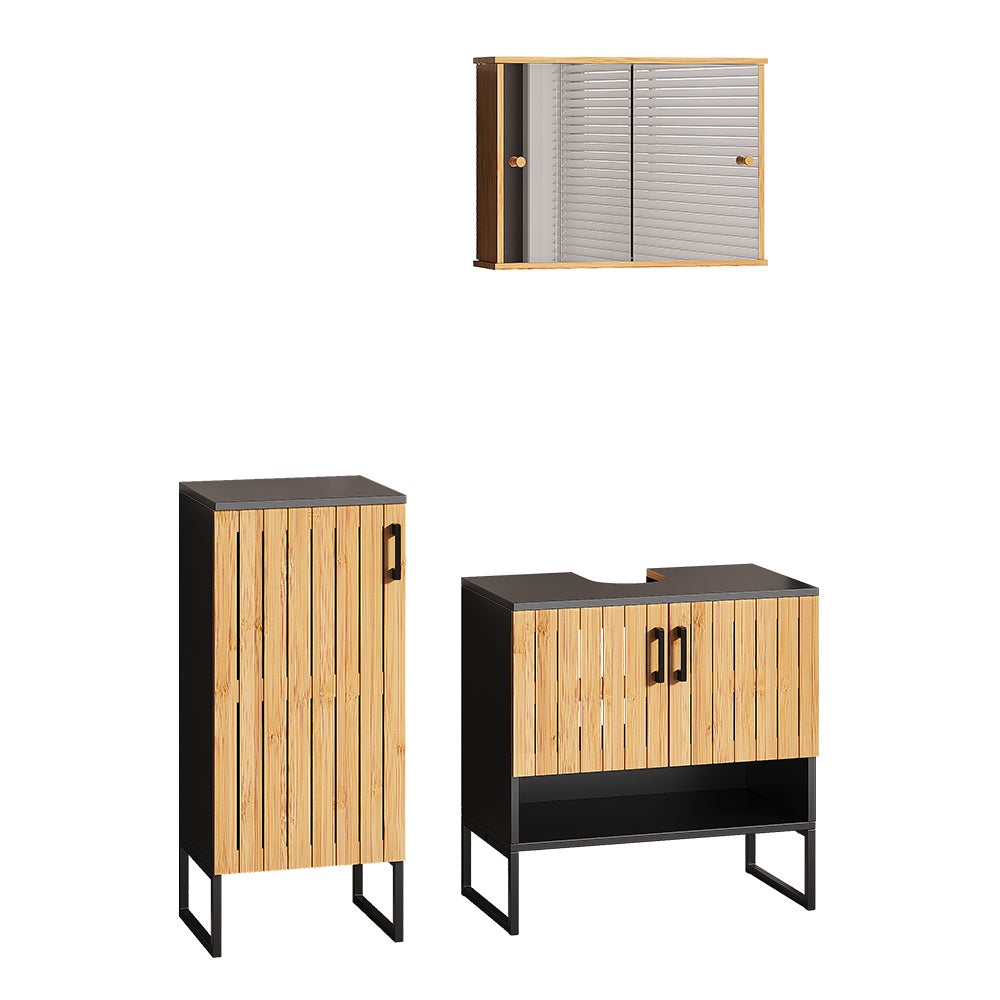 Vicco Zestaw mebli łazienkowych Vayra, Bambus, 3 części