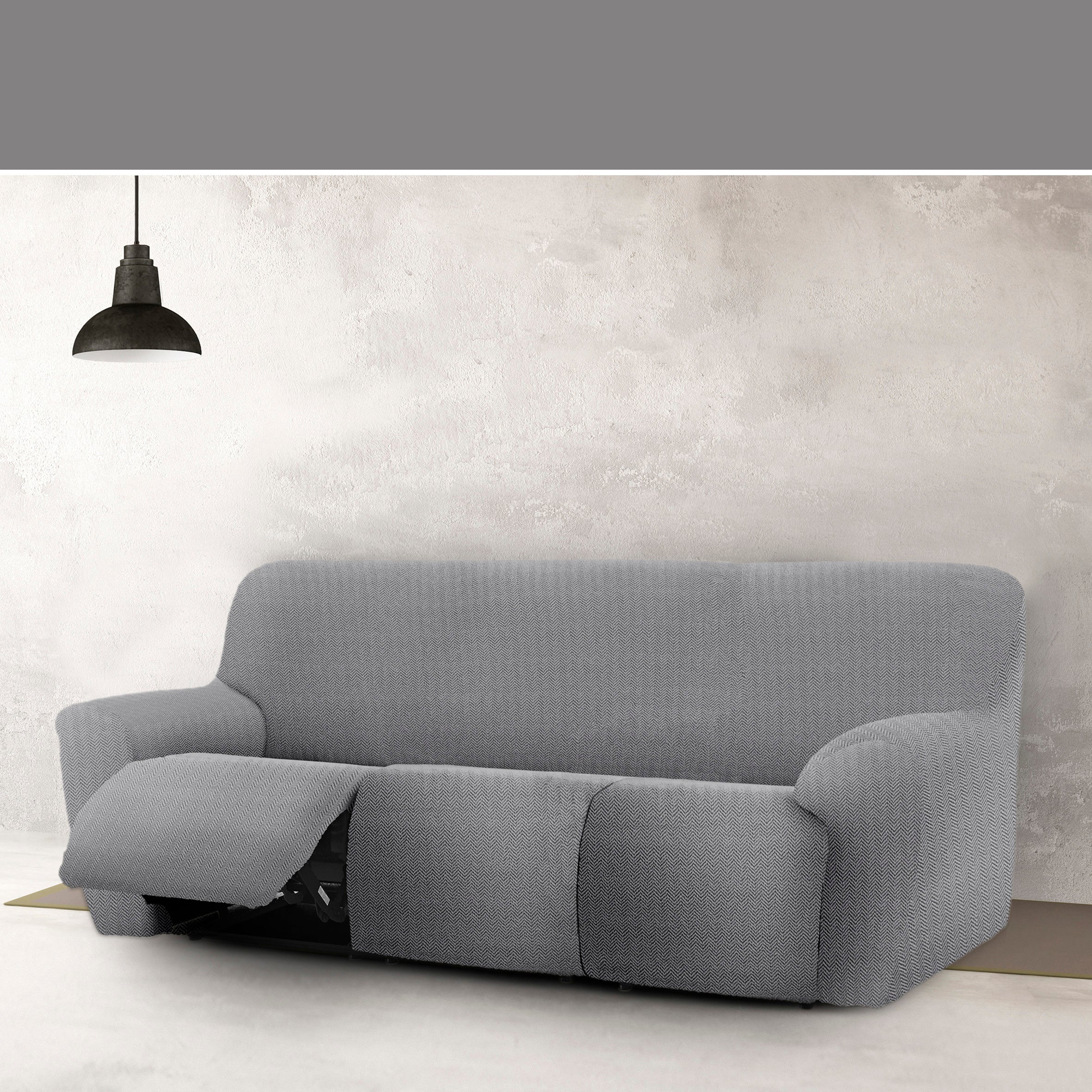 Copridivano Jaz relax estensibile 3 posti x 3 bielastico grigio 140 - 300 cm - 3