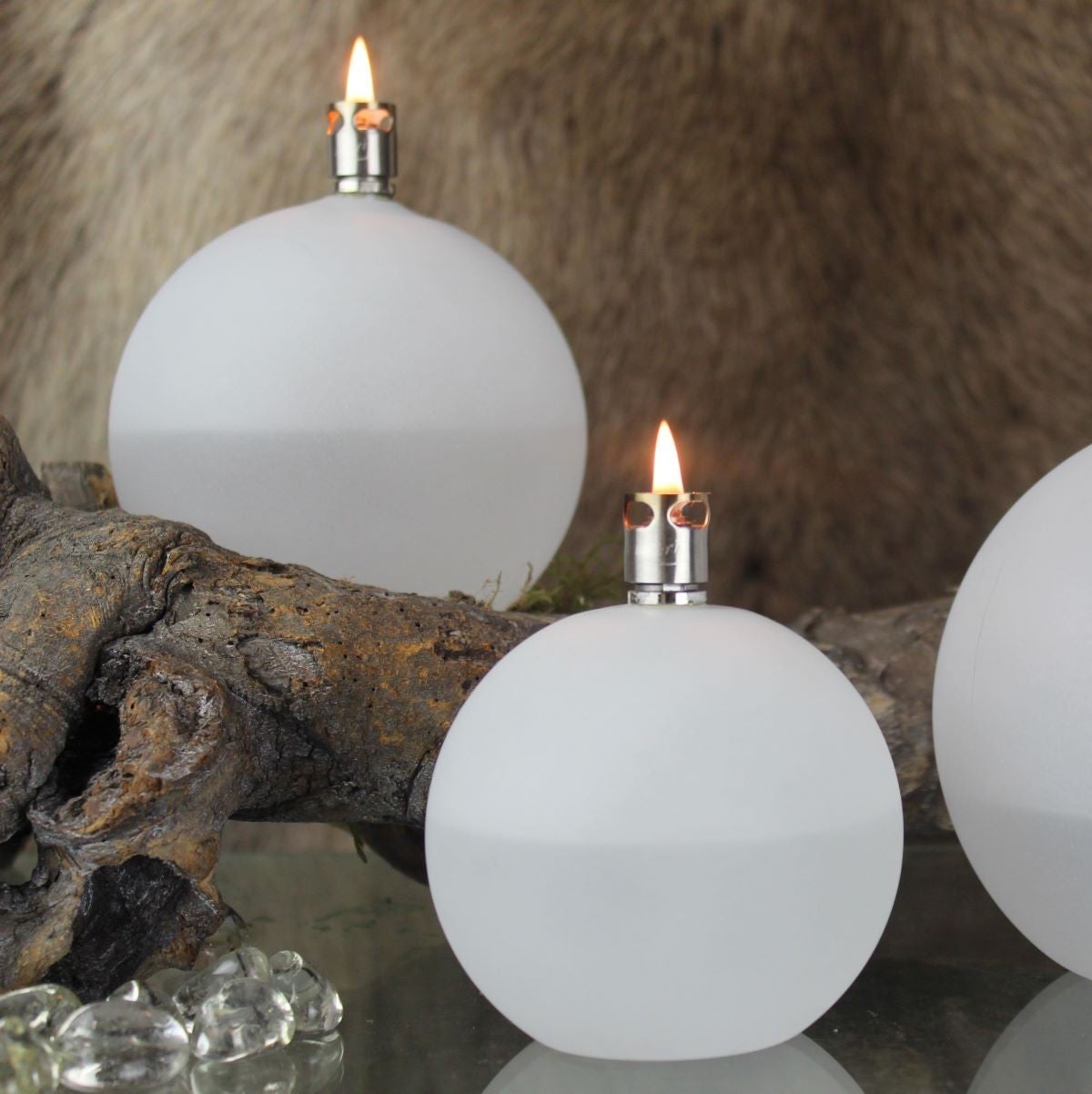 Lampe Berger Verre Givré – Motifs Nature Florale Et Feuilles – État Occasion