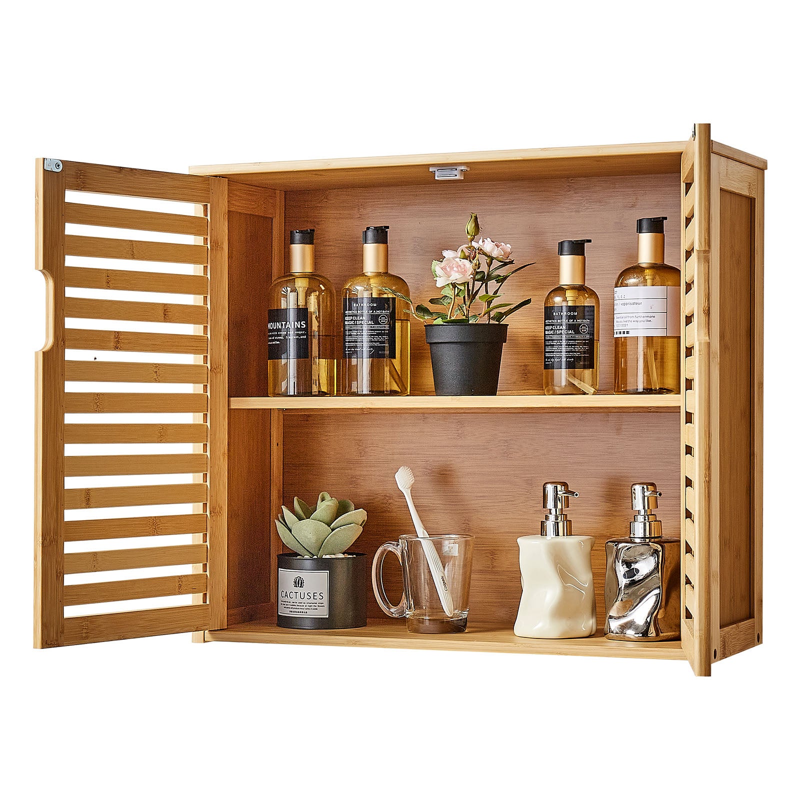 Armoire murale de salle bain VEVOR, 2 portes et étagère réglable avec 3 niveaux de hauteur, armoire à pharmacie de rangement, pour buanderie, cuisine - 9