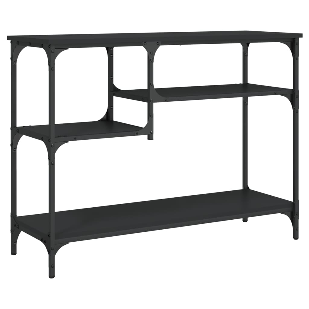 Table Console Table D'entrée Console Meuble - avec étagères noir ...