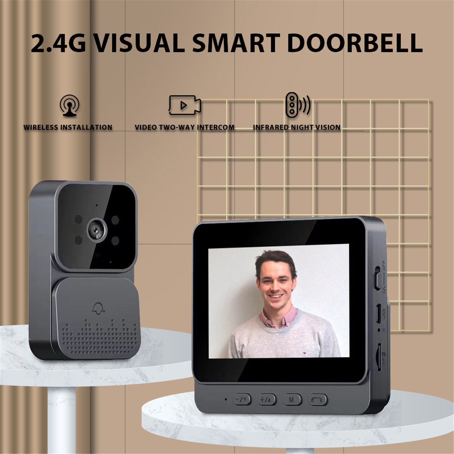 4.3 polegadas ecrã IPS 2.4G sem fios campainha vídeo com intercomunicador com ecrã - 7
