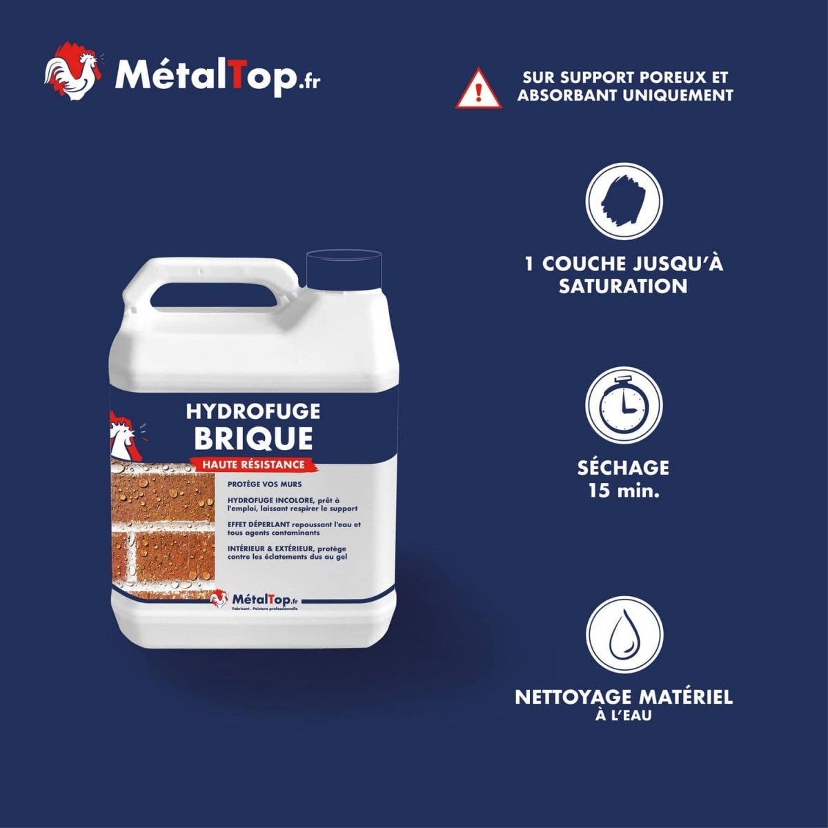 Hydrofuge Brique - 1 L - Métaltop - 4
