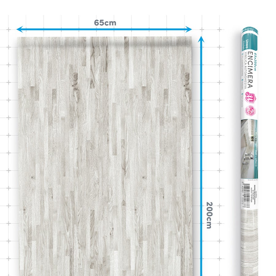 MALMO GREY: Vinyle adhésif pour plan de travail de cuisine et salle de bain. Résistant aux taches. Imperméable. Facile à poser et à nettoyer. 0,65x2m - 5