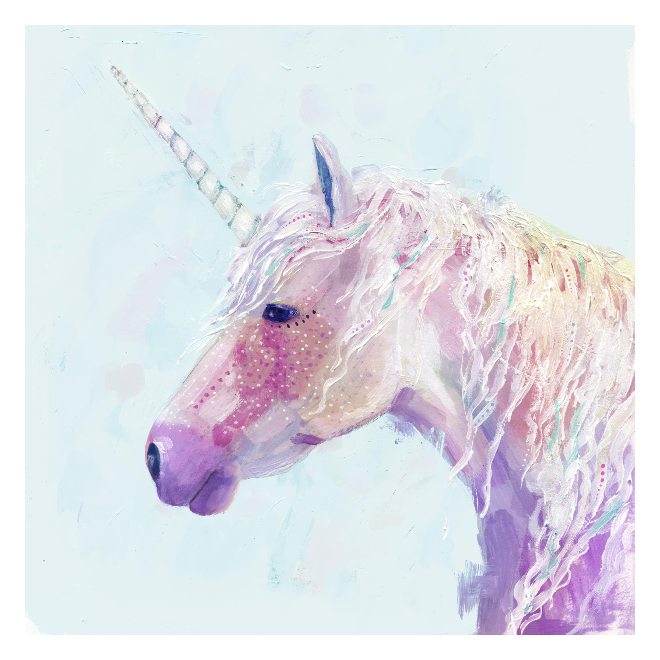 Papel pintado fotomural arte animales unicornio 167 - habitación infantil habitación niña - tnt 240 x 240 cm smart