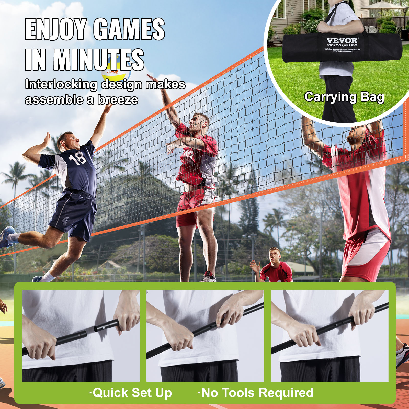 Patiassy Filet de volleyball, badminton, pickleball réglable en hauteur de 1,6 m à 2,3 m avec bâtons, 4 raquettes de badminton, 3 volants, 4 pagaies de pickleball et volleyball Patiassy Filet de volleyball, badminton, pickleball réglable en hauteur de 1,6 m à 2,3 m avec bâtons, 4 raquettes de badminton, 3 volants, 4 pagaies de pickleball et volleyball