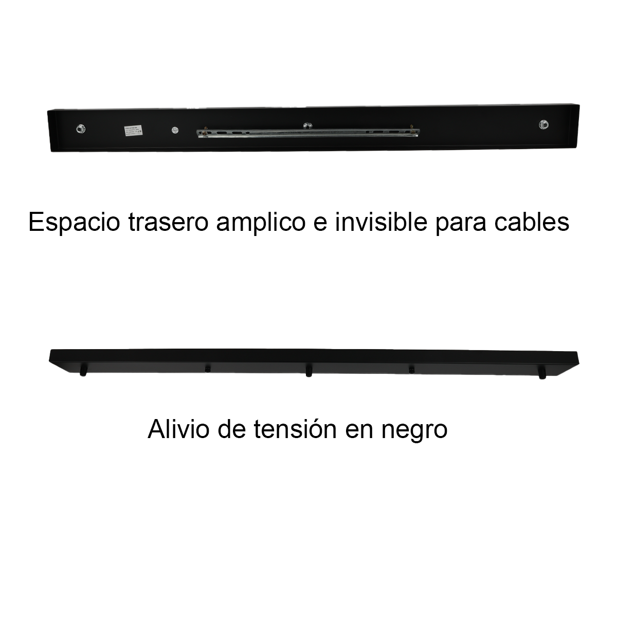 Piastra Per Lampadario Rettangolare In Metallo Nero – 50x5x2 Cm, 2 Fori, Per Soffitto E Lampade A Sospensione