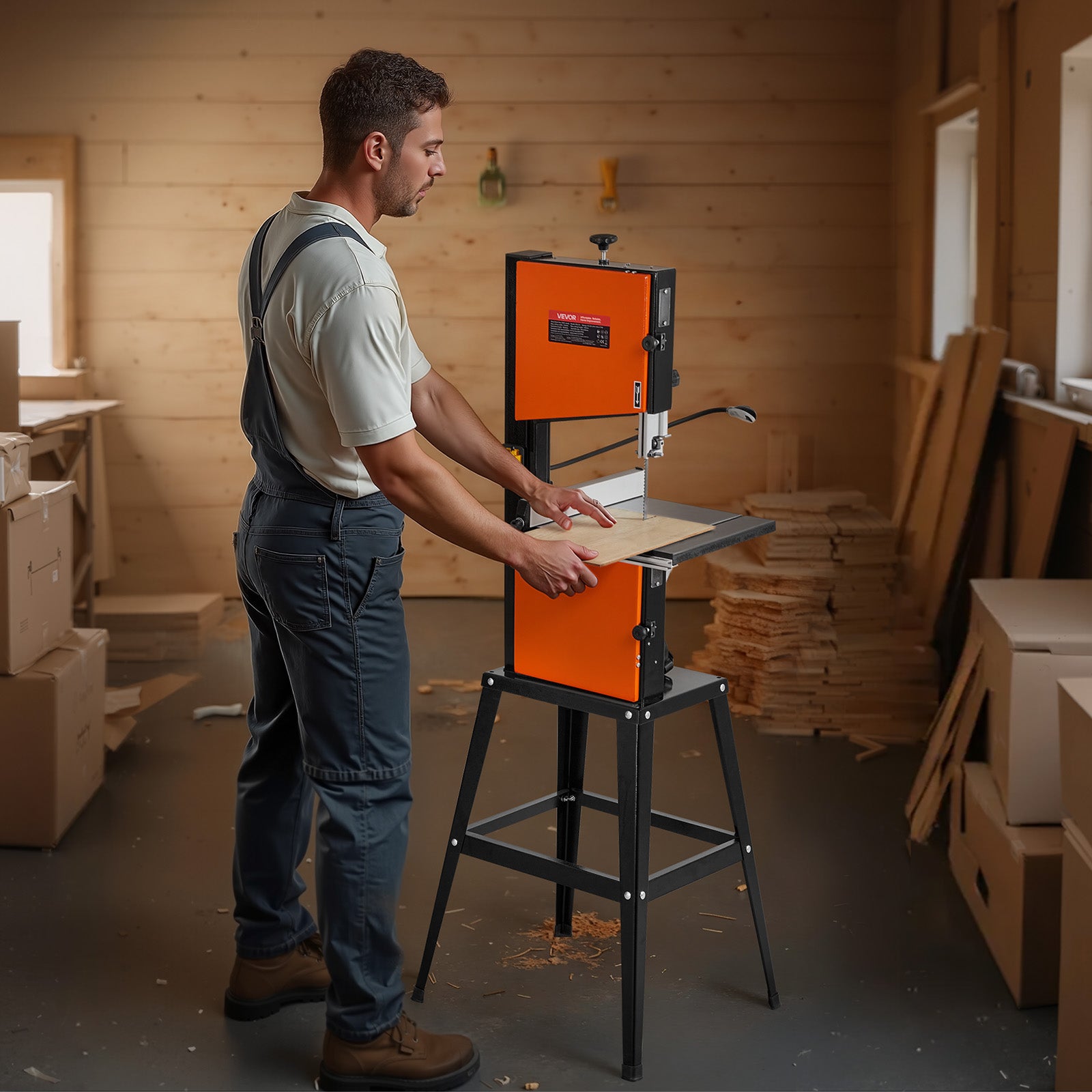 Scie à Ruban VEVOR Table avec Support 373&nbsp;W Largeur Coupe 254 mm Hauteur Coupe 160 mm Table Fonte 335x340 mm 2 Vitesses Éclairage de Travail 360° - 8