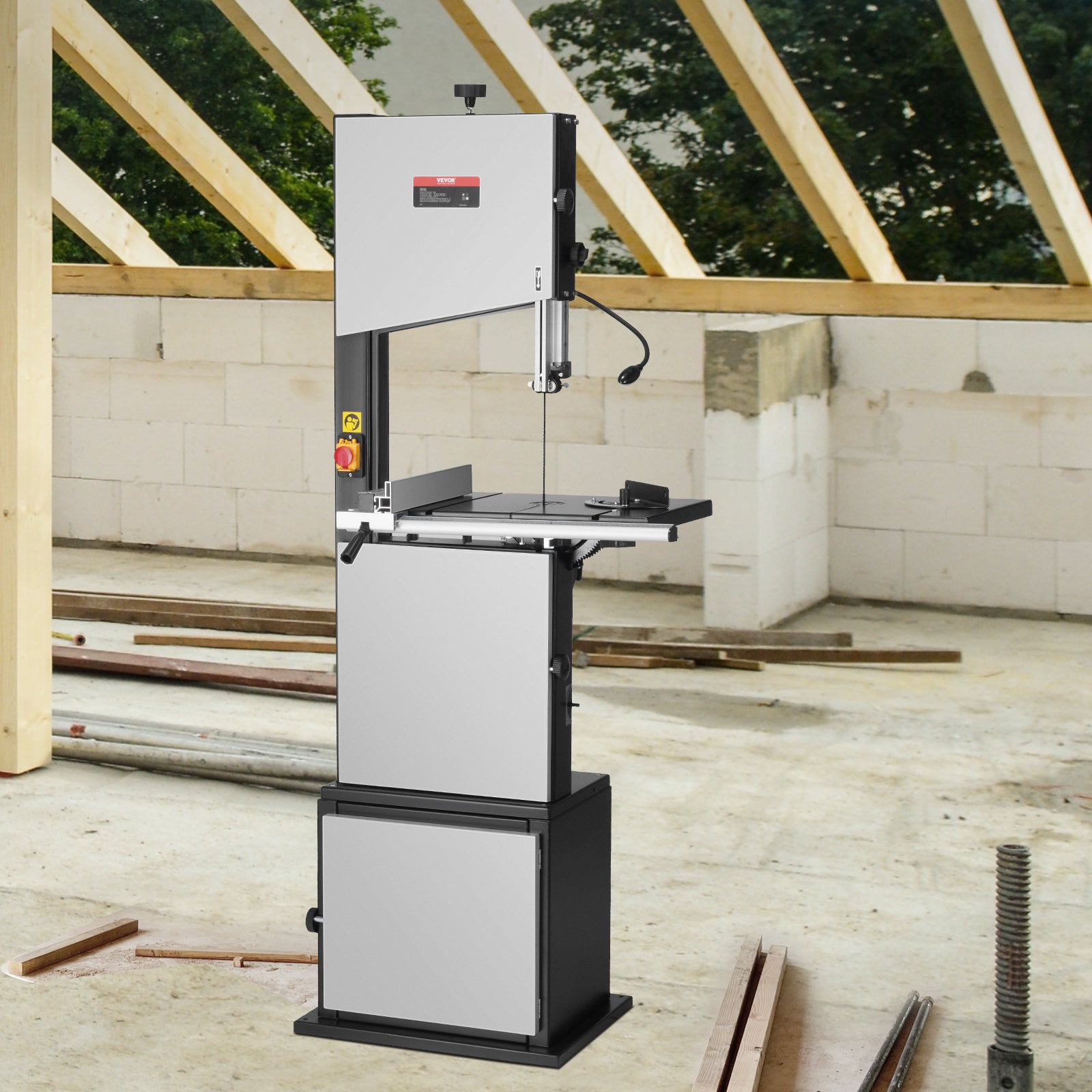 Support à ruban pour scie à ruban table VEVOR, 245 mm, 2 vitesses, 370 W, hauteur coupe 160 mm, longueur lame 1832 mm, rails guidage, jauge à onglets - 8