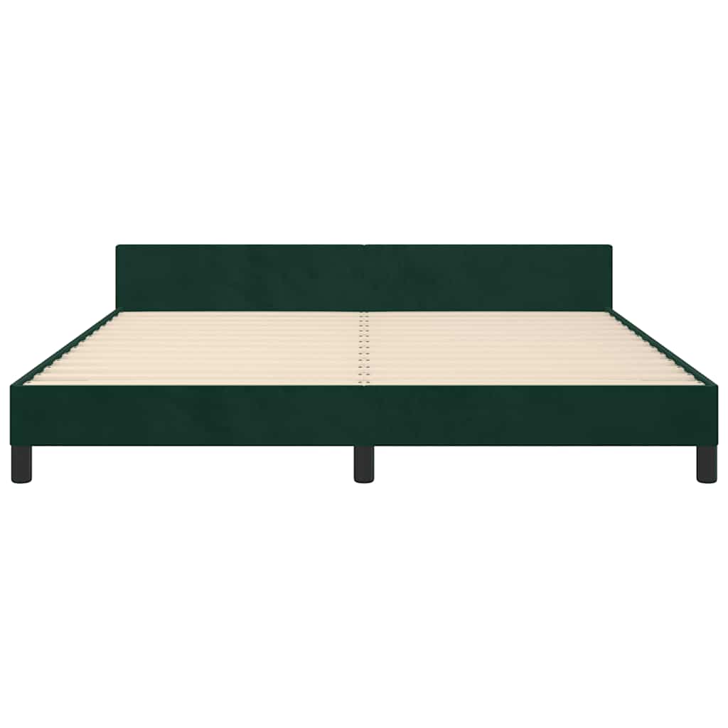 Cadre de lit sans matelas Vert foncé Velours - 6