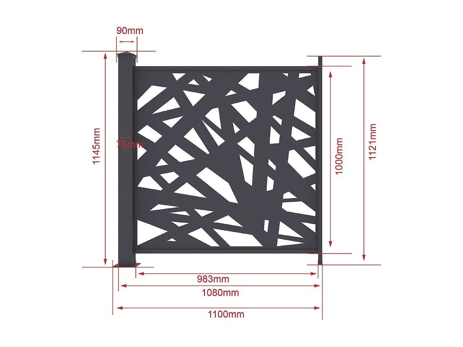Clôture à poser en aluminium à motif géométrique en découpe laser - Kit extension - H114 x L110 cm - Anthracite - NATAFO - 6