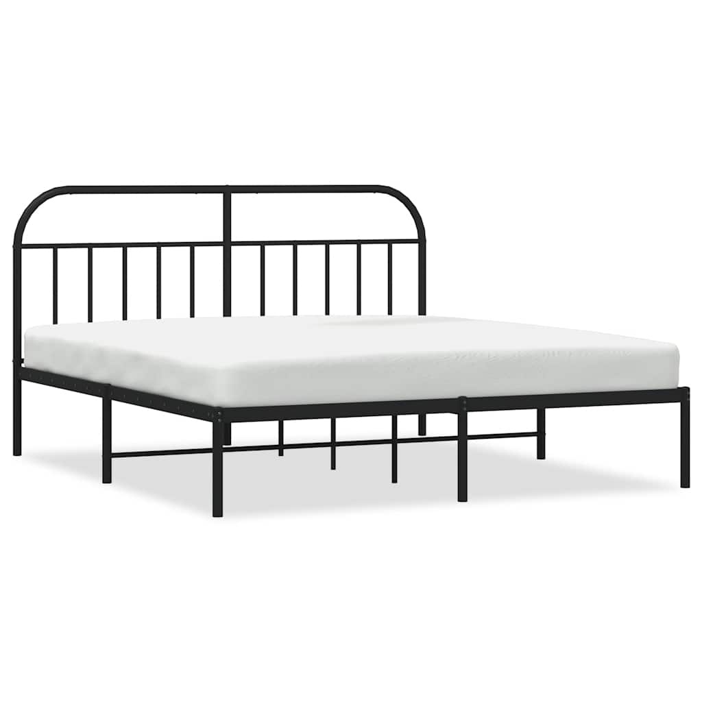 Estructura cama sin colchón con cabecero metal negro 183x213 cm vidaXL - 2