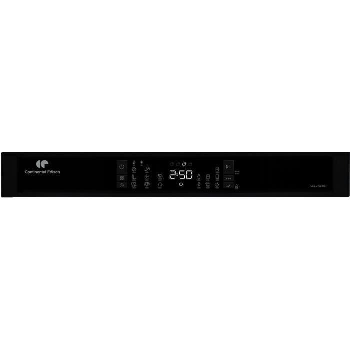 Lave-vaisselle pose libre CONTINENTAL EDISON - 15 couverts - Largeur 59,8 cm - Classe D - moteur induction - 39 dB - Noir - 3