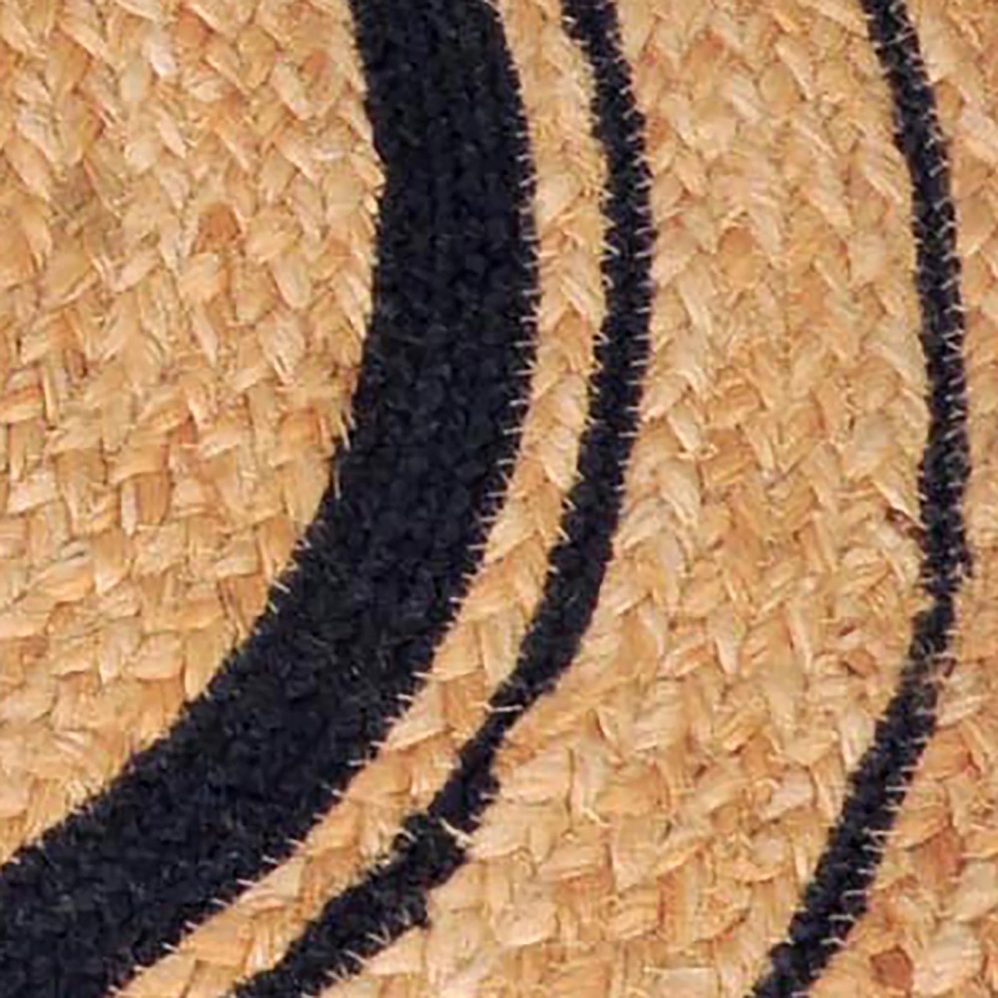 Tapis Rond en Jute tressé naturel, 120 cm, incrustation ronde Noire, Dylrev - 2