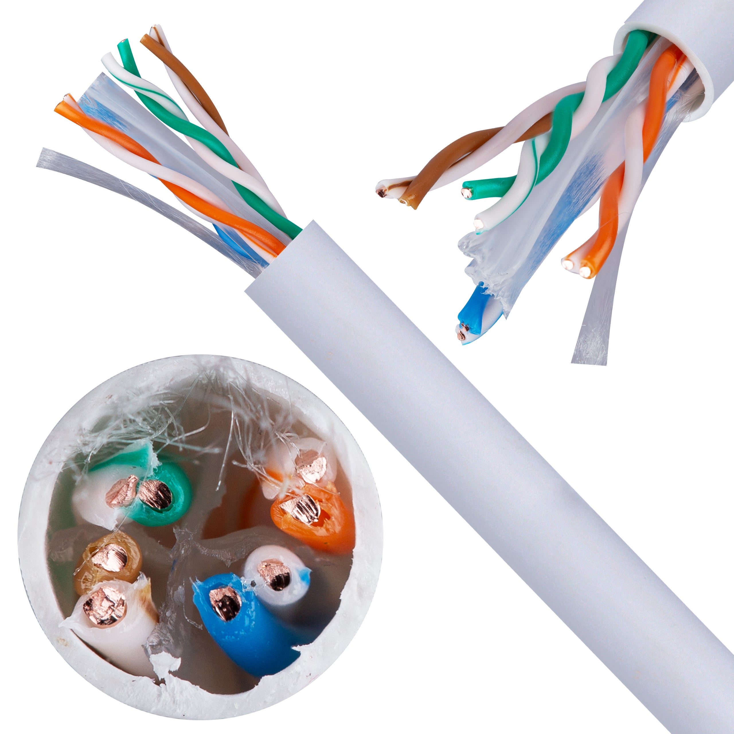 Kabel sieciowy U/UTP kat.6 skrętka 4x2x0,57mm wewnętrzny Dca bezhalogenowy LSOH szary Alantec 100m