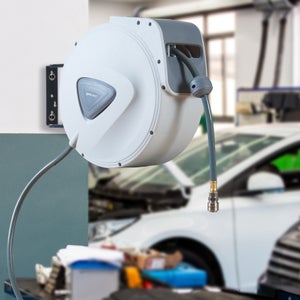 Avvolgitubo Automatico Per Aria Compressa 30 Metri - Con Supporto A Parete E Attacco Rapido 1/4 - Foto 7