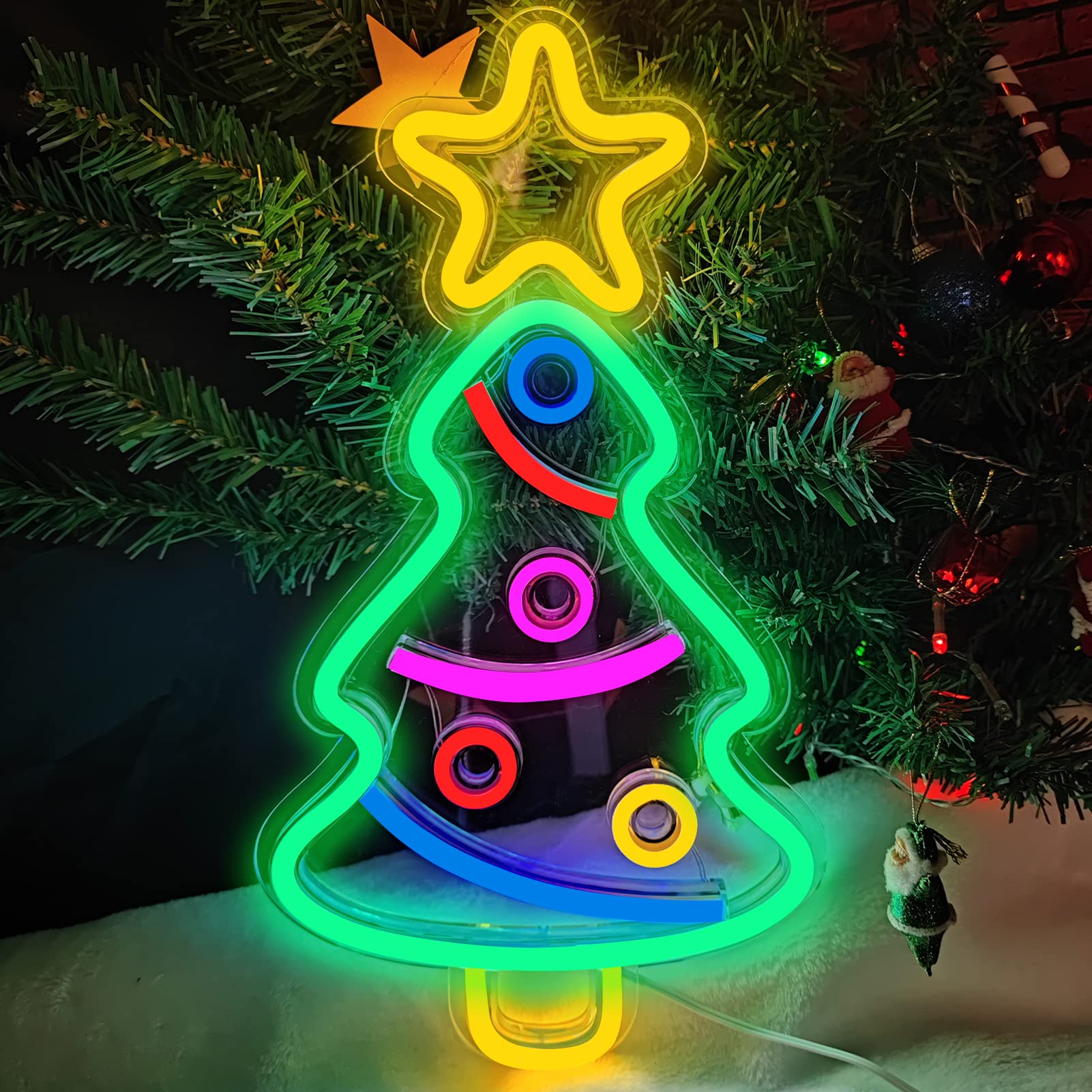 Neonowy znak choinki o długości 40 cm, dekoracje świąteczne neonowe znaki LED do dekoracji ścian, akrylowe neony USB