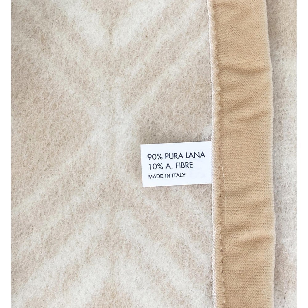 COPERTA SQUARE in vera Pura LANA morbida e calda colore Naturale 2 PIAZZE - 5