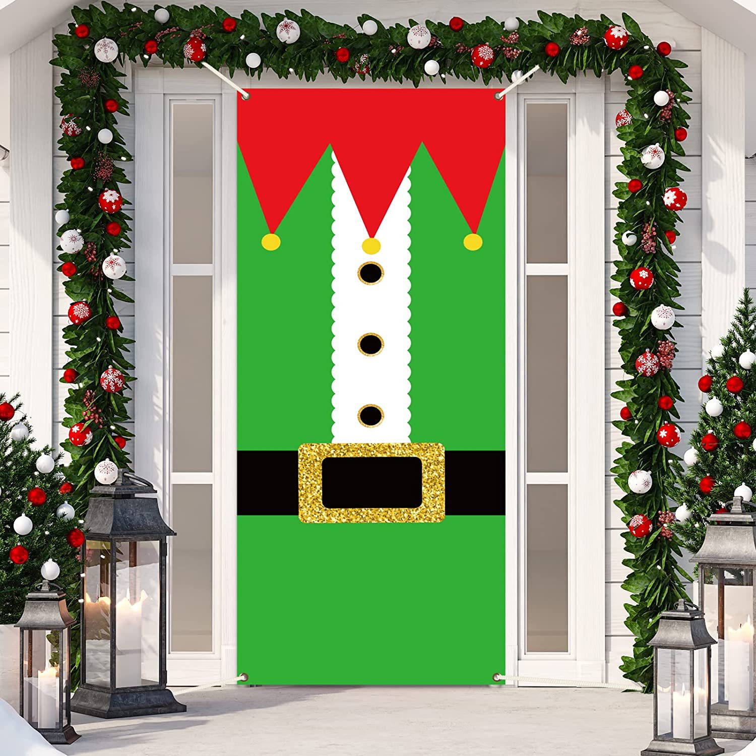 Couverture De Porte De Noël Rideau De Porte Du Père Noël