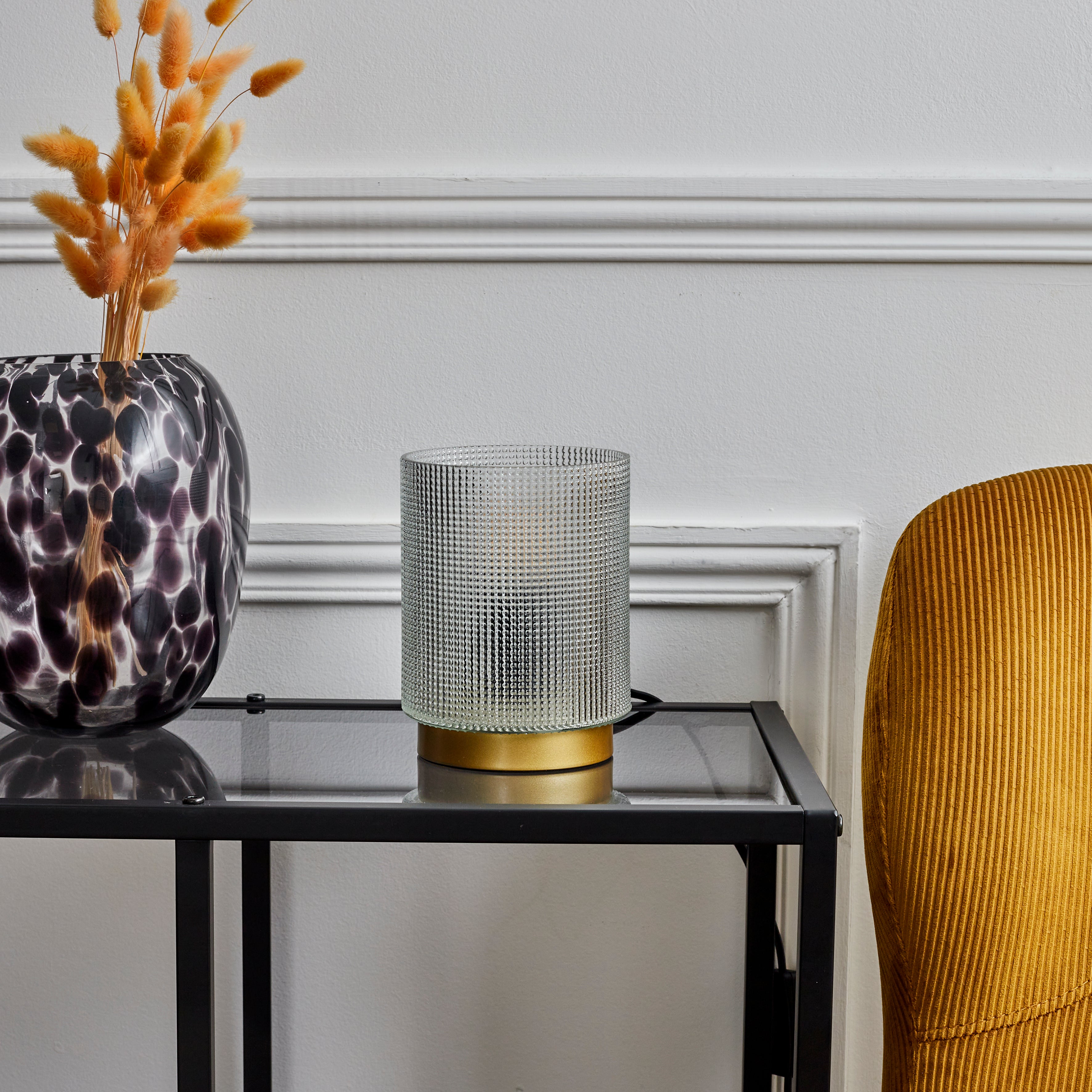 Lampe à Poser - Home Deco Factory - Verre Embossé - Blanc - 4