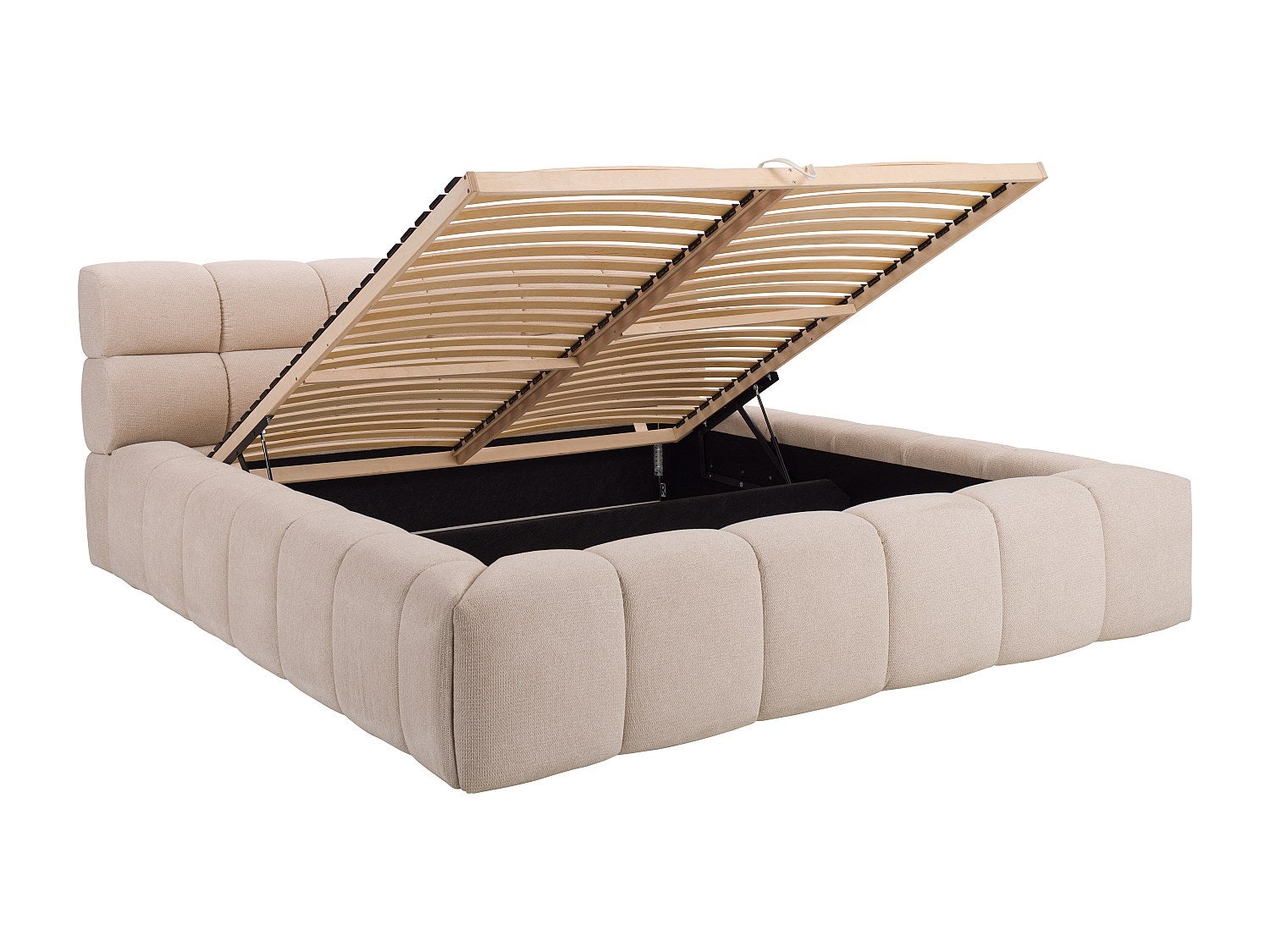 Cama com espaço de arrumação 180x200 cm tecido bege - FORVIK II de Pascal Morabito - 6