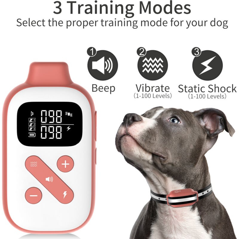 Collar de adiestramiento canino a prueba de descargas eléctricas con función de control remoto, resistente al agua y recargable, 3 modos. - 3