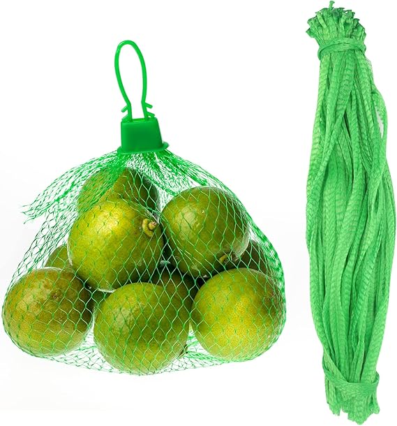 Zestaw 100 sztuk siatek do przechowywania wielokrotnego użytku na żywność, owoce i warzywa, ochrona roślin (zielone)