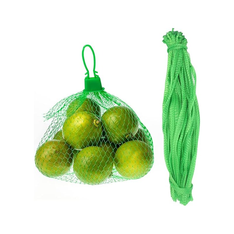 Zestaw 100 sztuk siatek do przechowywania wielokrotnego użytku na żywność, owoce i warzywa, ochrona roślin (zielone)