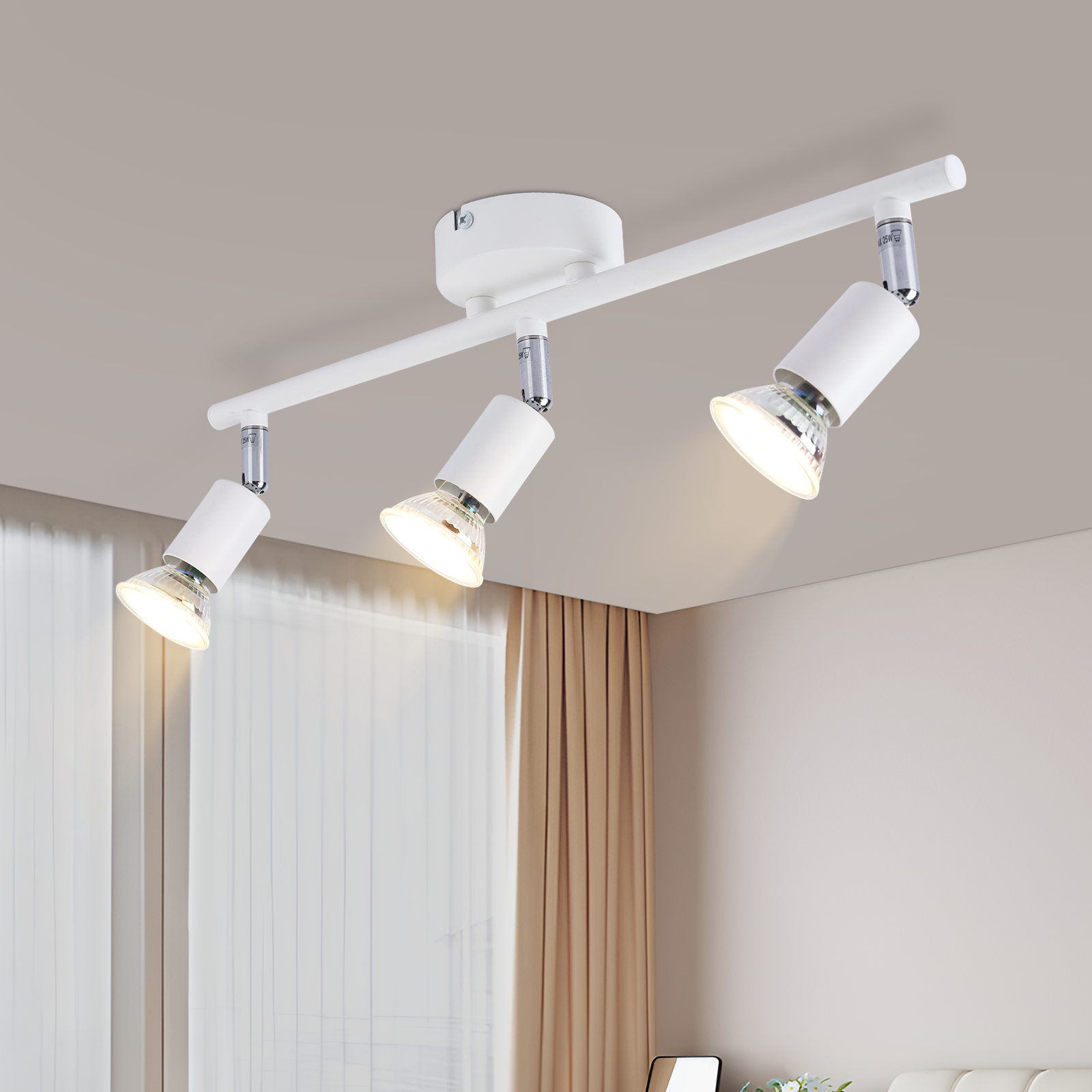 NETTLIFE Reflektorowa sufitowy LED Lampa sufitowa z 3 żarówkami - nowoczesna, ciepła, biała lampa sufitowa GU10 do wnętrz