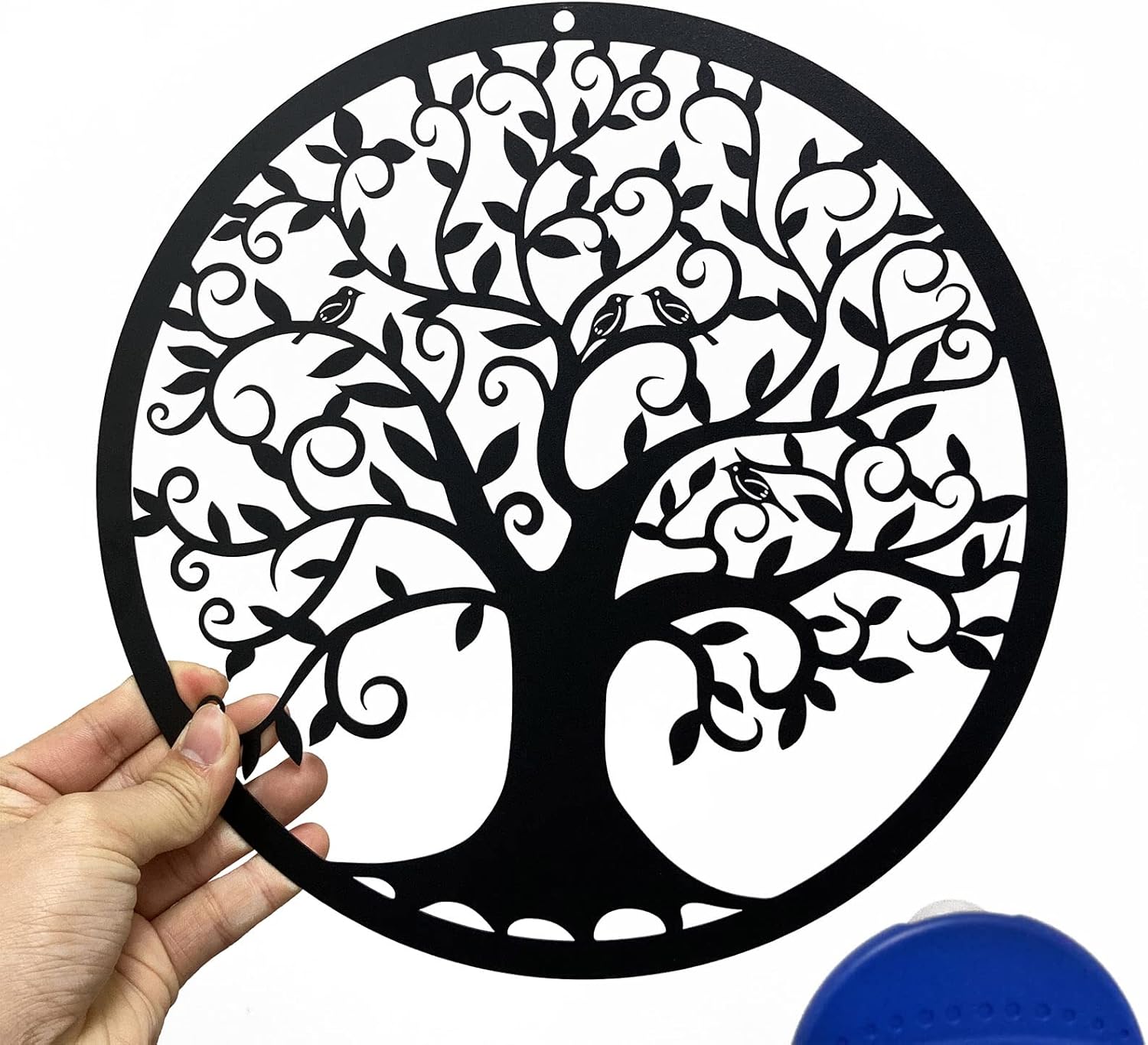 Drzewo życia metalowe dekoracje ścienne sylwetka Art na prezent do wnętrz prezent na zewnątrz ogród dekoracja domu (czarny, 30x30cm)