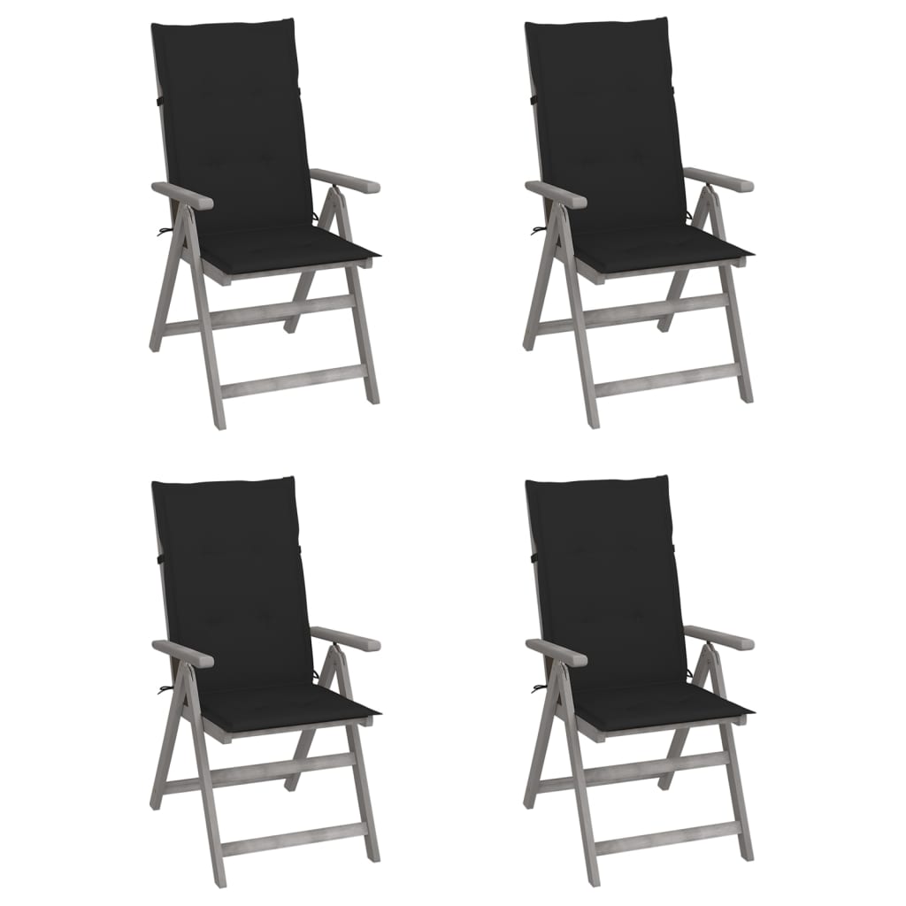 Chaises inclinables de jardin 4 pcs avec coussins Bois d'acacia - 2