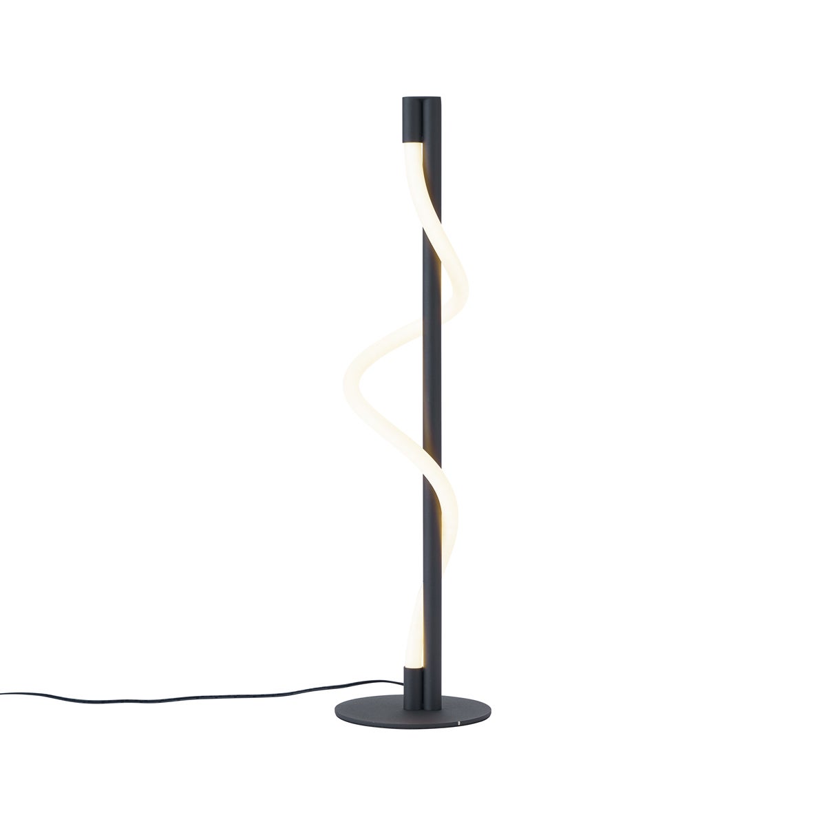 Qazqa nowoczesny lampa stołowa - Twirl - czarny, okrągły, led zintegrowana 12w zestawie, Integrated led, 2700k, ciepła biel