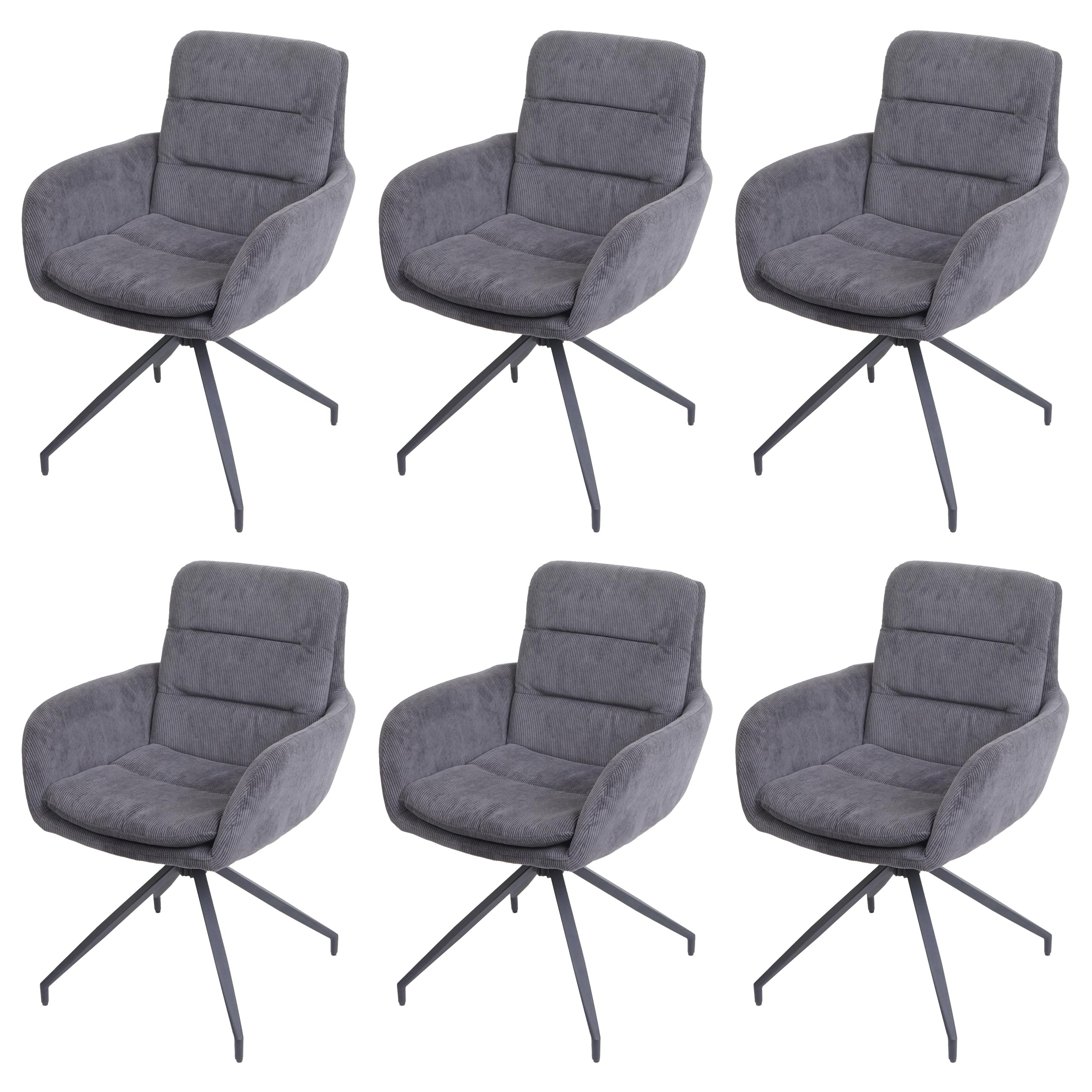 Lot De 6 Chaises De Salle à Manger Pivotantes - Tissu Chenille, Auto-Retour, Charge 120kg, Gris