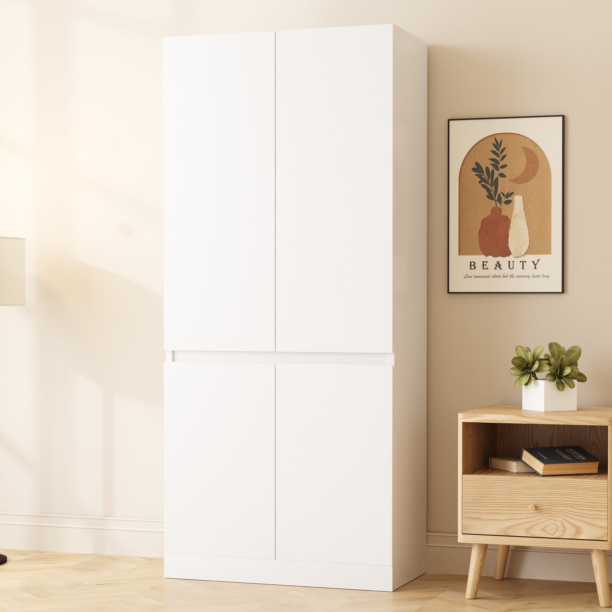 Szafa 70x40x170 cm - 4 drzwi - z suszarką na ubrania - Biała