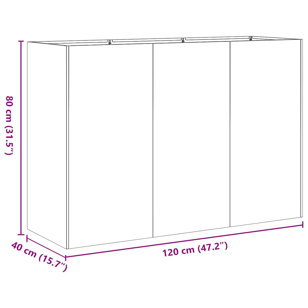 Jardinière，Pot de Fleurs noir 120x40x80 cm acier laminé à froid CFW42135 - 9