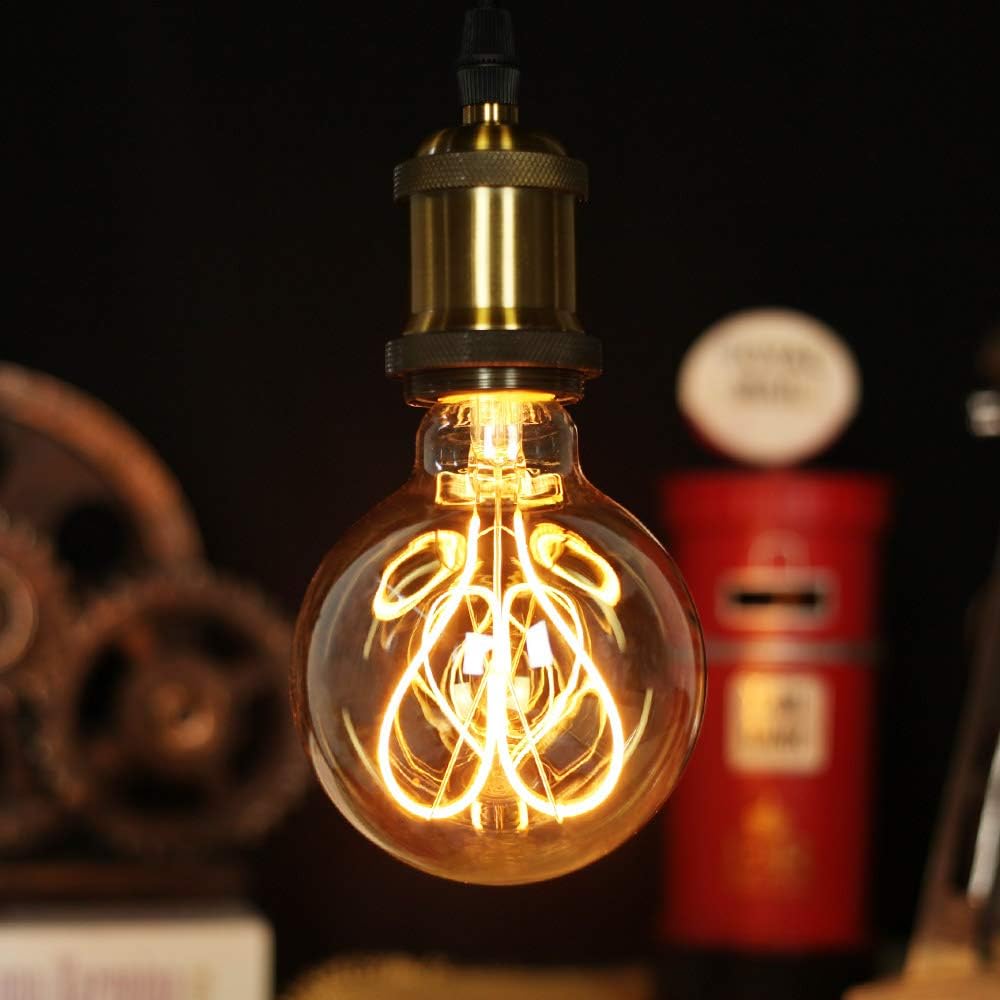 Ampoule Edison vintage classique G95 coeur Motif Filament LED doux Verre ambre 4W 220/240V Culot E27 - 3