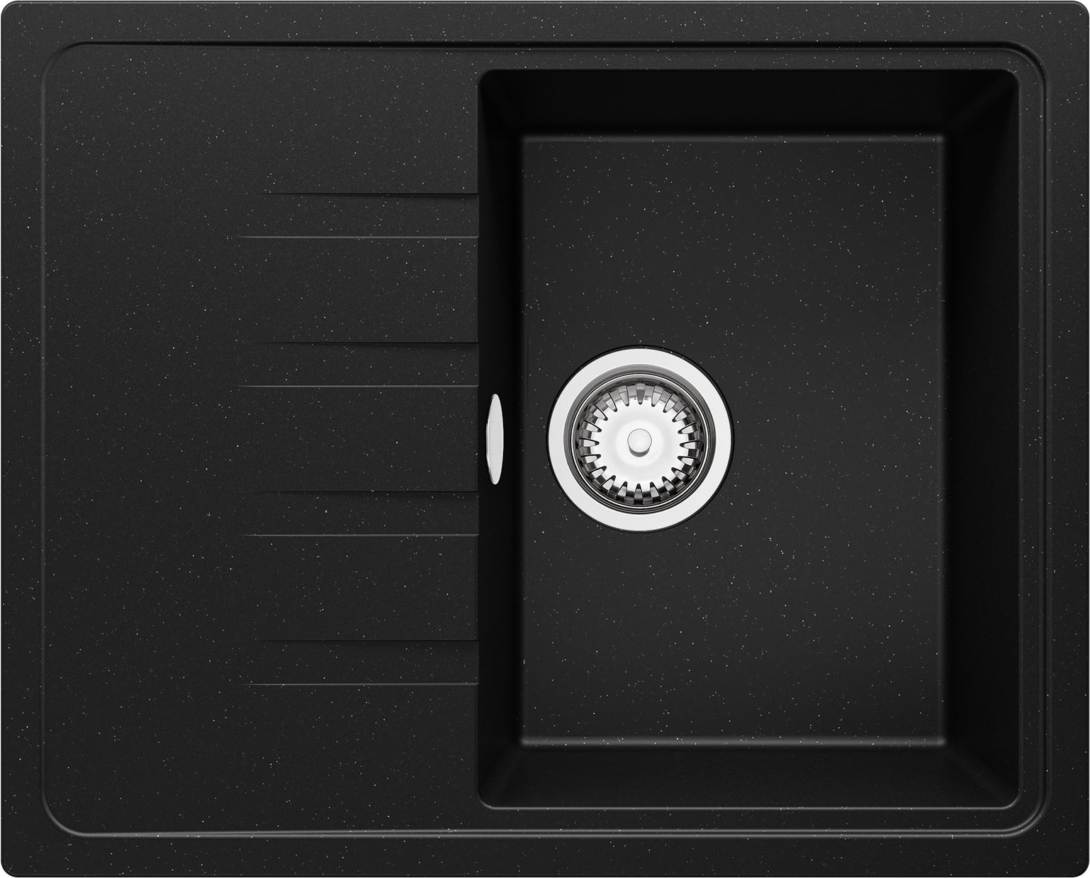 Evier Cuisine en Granit Noir Métallisé 62x50cm, Lavabo 1 bac + Kit de Vidage, Évier à Encastrer au meuble 40cm - Milan PRIMAGRAN - 2