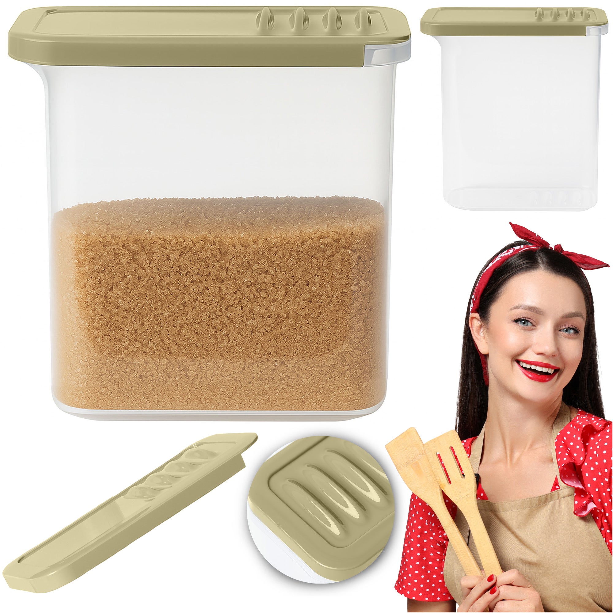 Pojemniki Na Żywność Produkty Sypkie 1,5 L Dozownik Plastikowy Na Makaron Mąkę Cukier Płatki