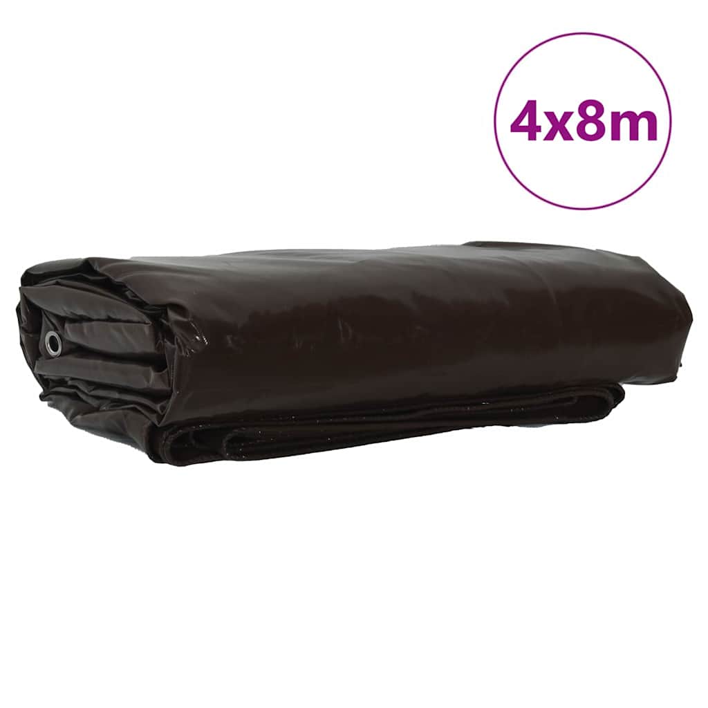 Lona 650g / m² marrón 4 x 8 m lona con recubrimiento de pvc