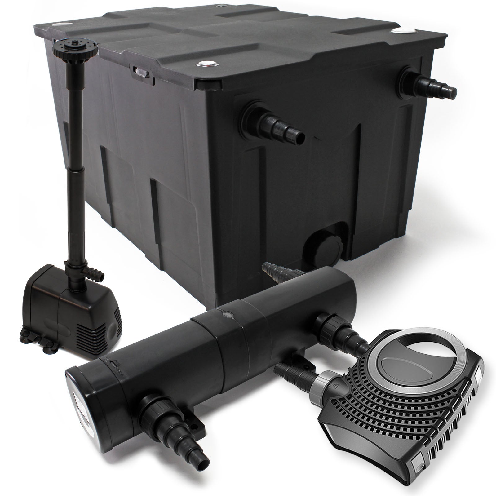 Wiltec Kit Complet: CBF-350 Filtre De Bassin Jusqu'à 12000 L, NEO10000 - Jardin