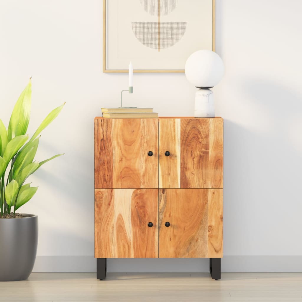 Credenza Buffet BELLEZE 2 Ante Rovere Rustico - Bianco E Legno, Con Base Oro - 4