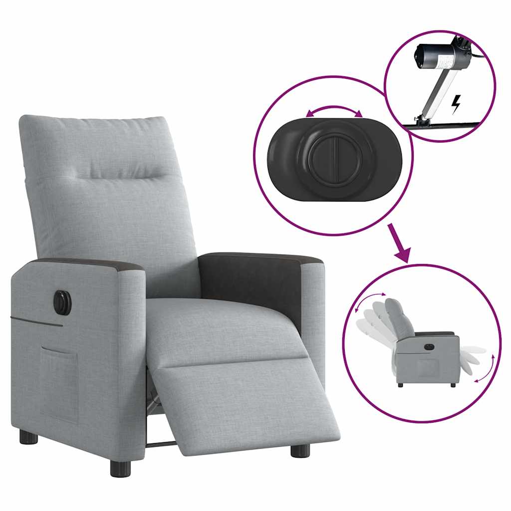 Fauteuil de télévision | Fauteuil inclinable électrique Gris clair Tissu CFW91455 - 9